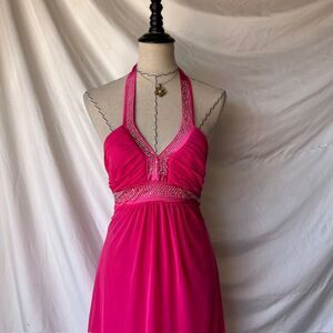 Taboo Gorgeous Pink beaded halter dress